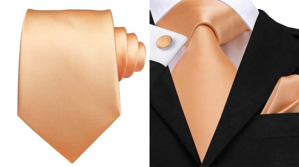 Rose gold silk tie for men