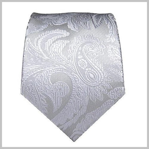 Silver paisley 100% silk tie