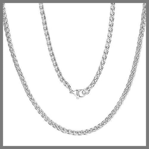 Silver wheat chain necklace