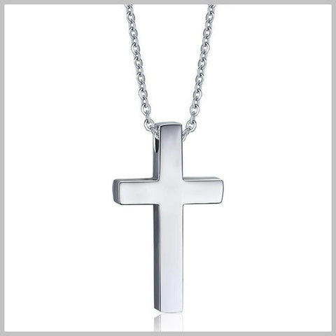 Simple silver cross pendant necklace