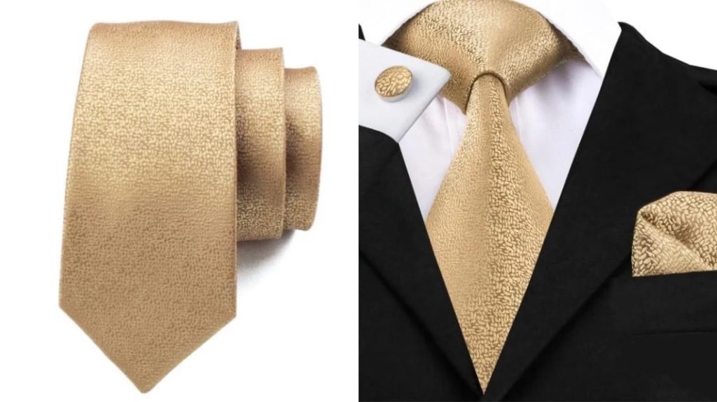 Solid gold silk tie for men