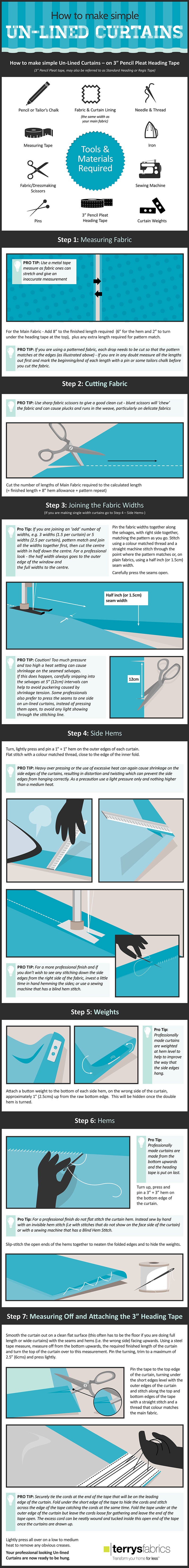 How To Make Unlined Curtains Infographic