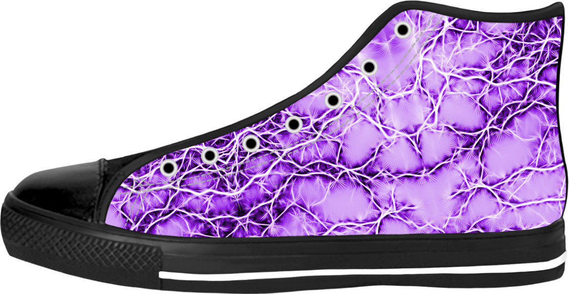 purple and black high tops