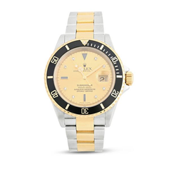 Rolex Watch - Oyster Perpetual Submariner Stainless Steel and 18k Yellow Gold Oyster Bracelet with 18K Yellow Gold Unidirectional Rotating Bezel and Champagne Tone Diamond and Sapphire Dial