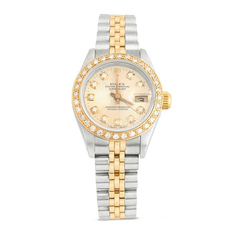 Rolex Watch - Oyster Perpetual Datejust Stainless Steel and 18k Yellow Gold Jubilee Bracelet with 18K Yellow Gold Diamond Bezel and Custom Champagne Tone Tapestry Diamond Dial