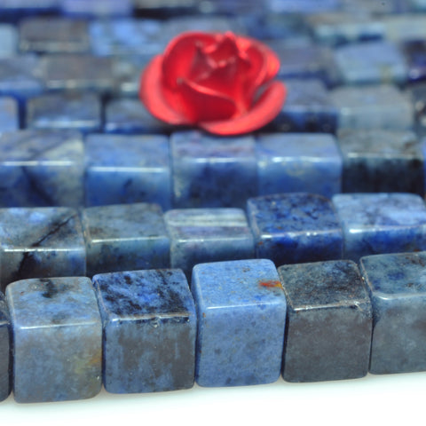 YesBeads Natural Blue Dumortierite gemstone smooth square cube beads 4mm 15"