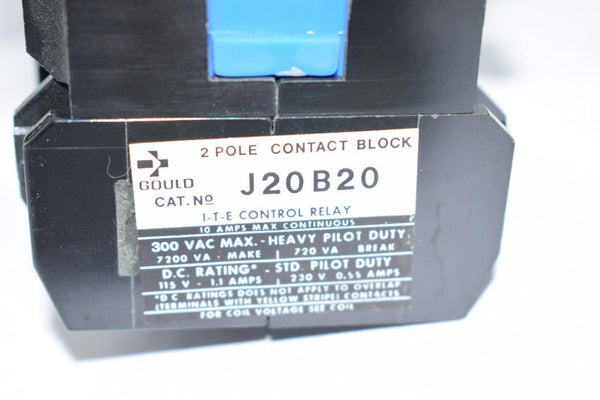 Gould J20M Control Relay 1/pkg 20A 600V 2P 