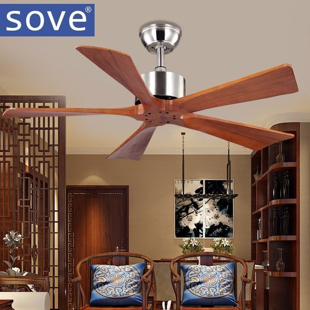 Color : Brown, Size : 130cm Ceiling Fan with Lights Industrial Vintage Ceiling Fan Wood Without Light Wooden Ceiling Fans Decor Remote Control Ventilador De Teto Indoor LED Ceiling Fan
