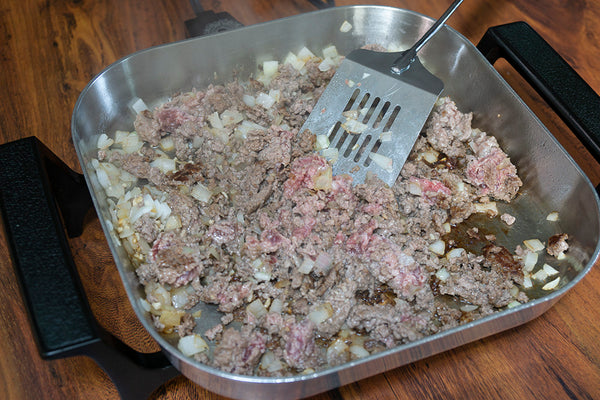 Frying hamburger