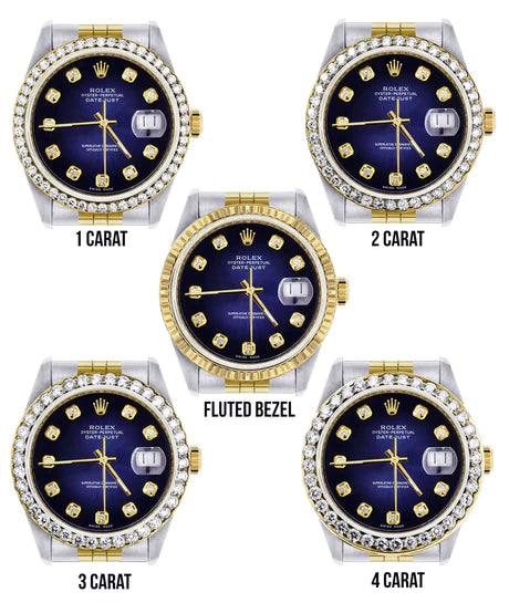 Womens Diamond Gold Rolex Datejust Watch 16233 | 36Mm | Blue Dial | Jubilee Band