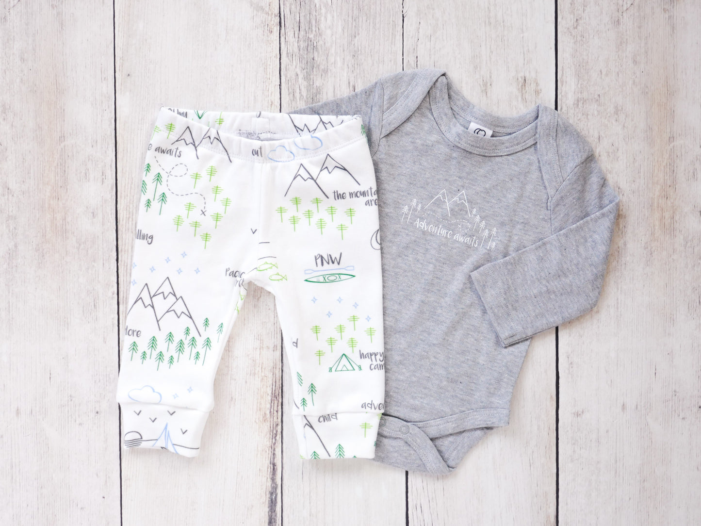 Adventure Awaits Organic Bodysuit - Gray / White - ARCHIVE - CAVU Creations