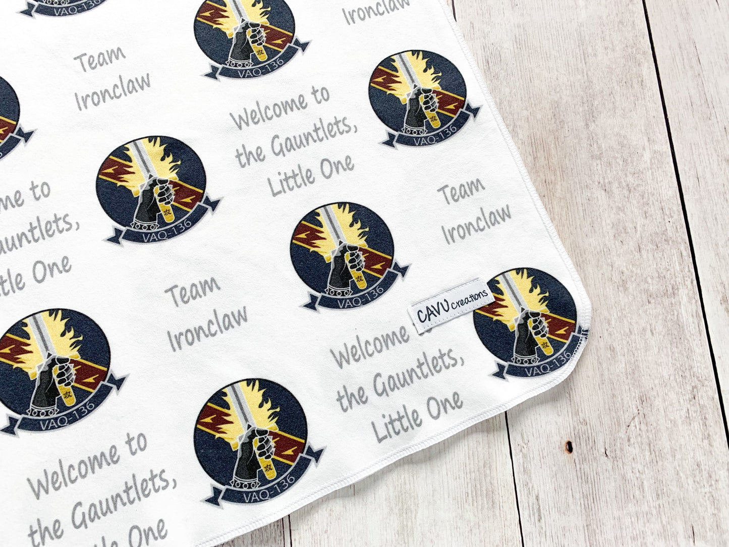 Custom Squadron Organic Swaddling Blanket - VAQ-136 Gauntlets - CAVU Creations