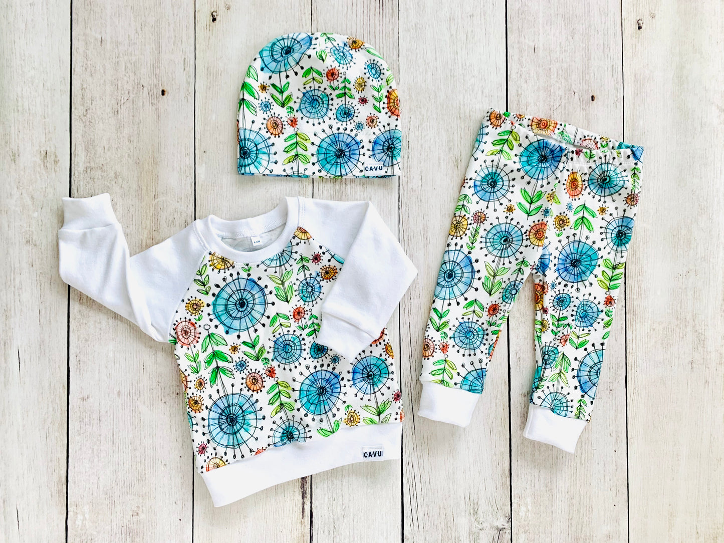 Wildflower Whimsy Organic Baby Leggings - Multi / White
