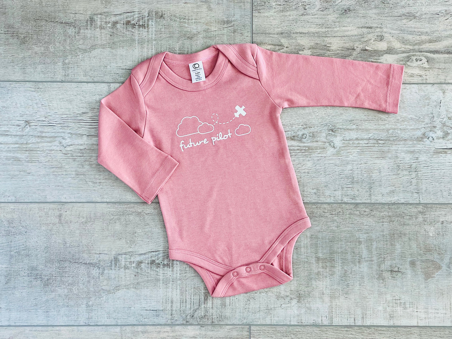 Airplane / Future Pilot Organic Bodysuit - Rose / White