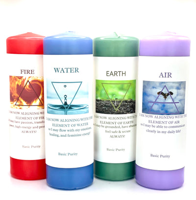 ✨the four earth elements, earth, air, fire, and water candle set