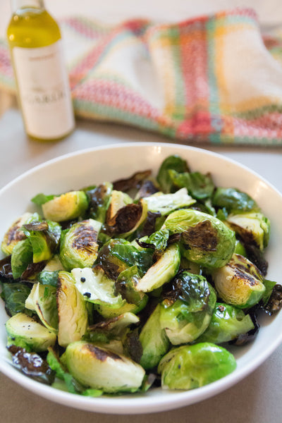roasted brussel sprouts with garlic extra virgin olive oil (greek)