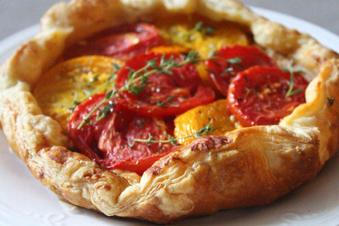 heirloom tomato tart with honey and thyme