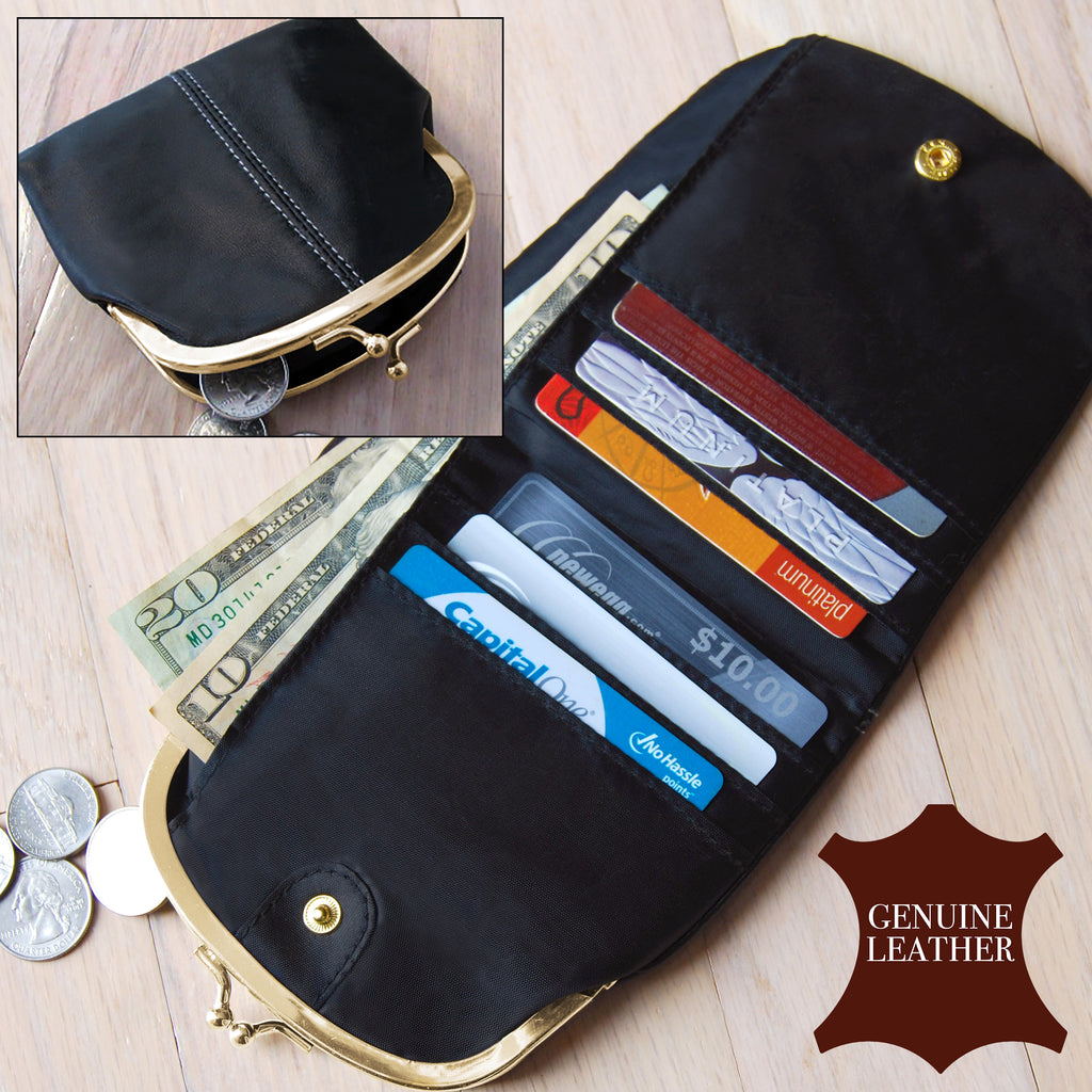 leather coin purse with clasp