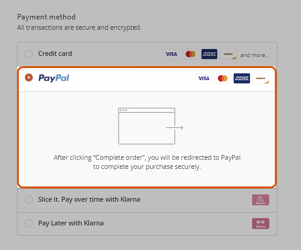 Paypal option at checkout