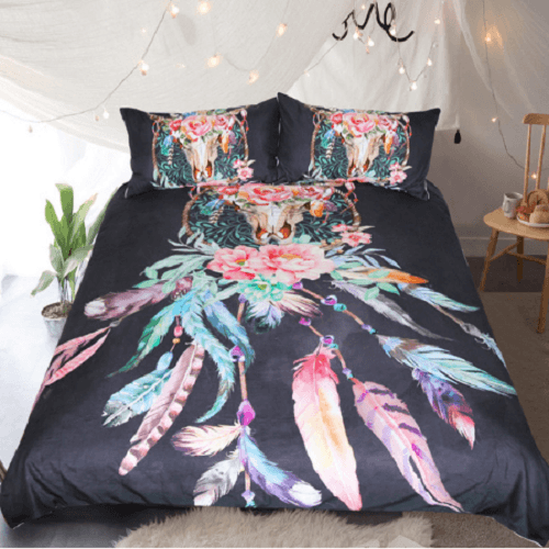 Black Feathers Skulls Duvet Cover Jesmine Australia