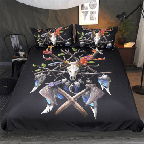 Black Tribal Skulls Axe Duvet Cover Set Jesmine Australia