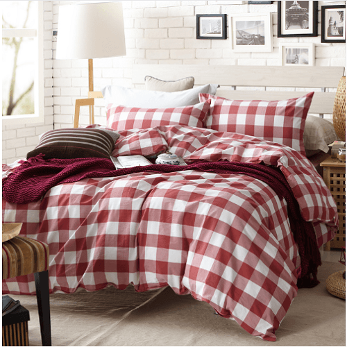 red and white plaid duvet cover