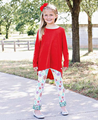 Rufflebutts Snowflake Ruffle Pants Red Bow Back Top Christmas Outfit