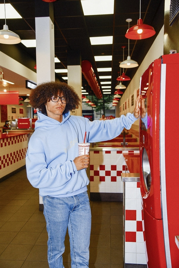 blue oversized hoodie