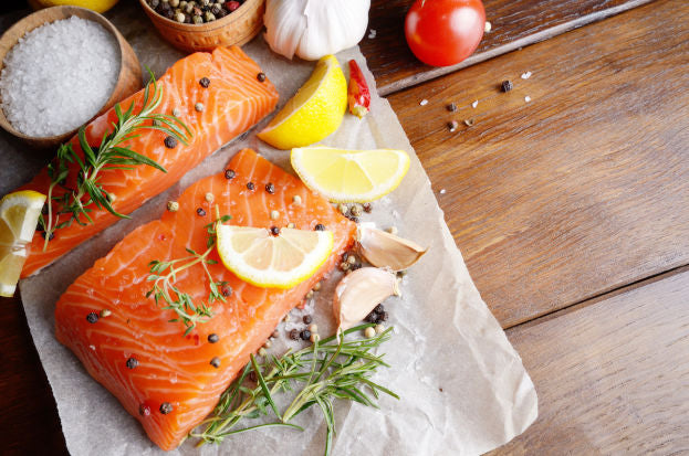 Fish like salmon are healthy snacks good for skin