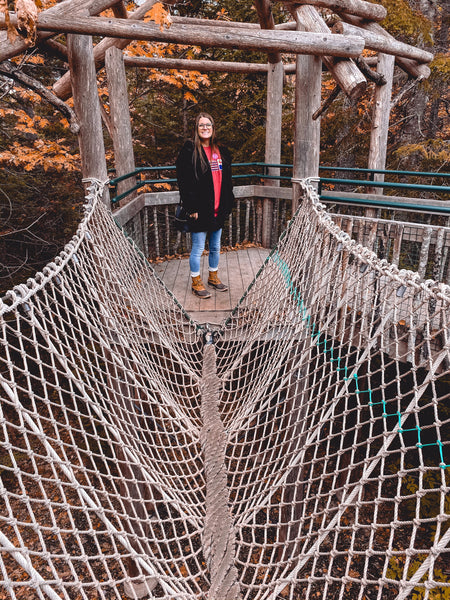 Lianne in the childrens section of the Maine botanical gardens