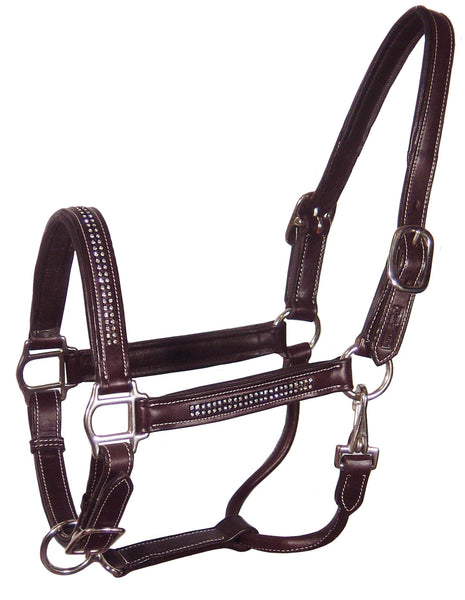 Derby Originals Paris Tack Double Layered Leather Grow with Me Adjustable Horse Foal Halter with Extra Crown Piece 