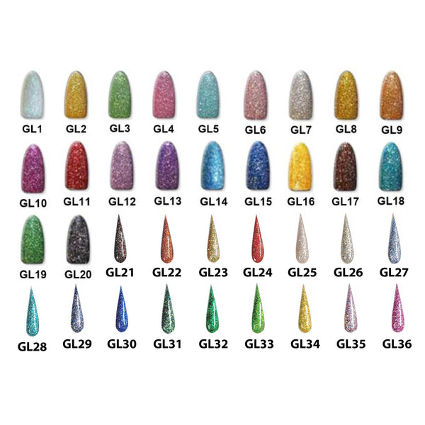 Chisel Nail Art Dipping Powder 2oz Glitter Collection 36 Colors