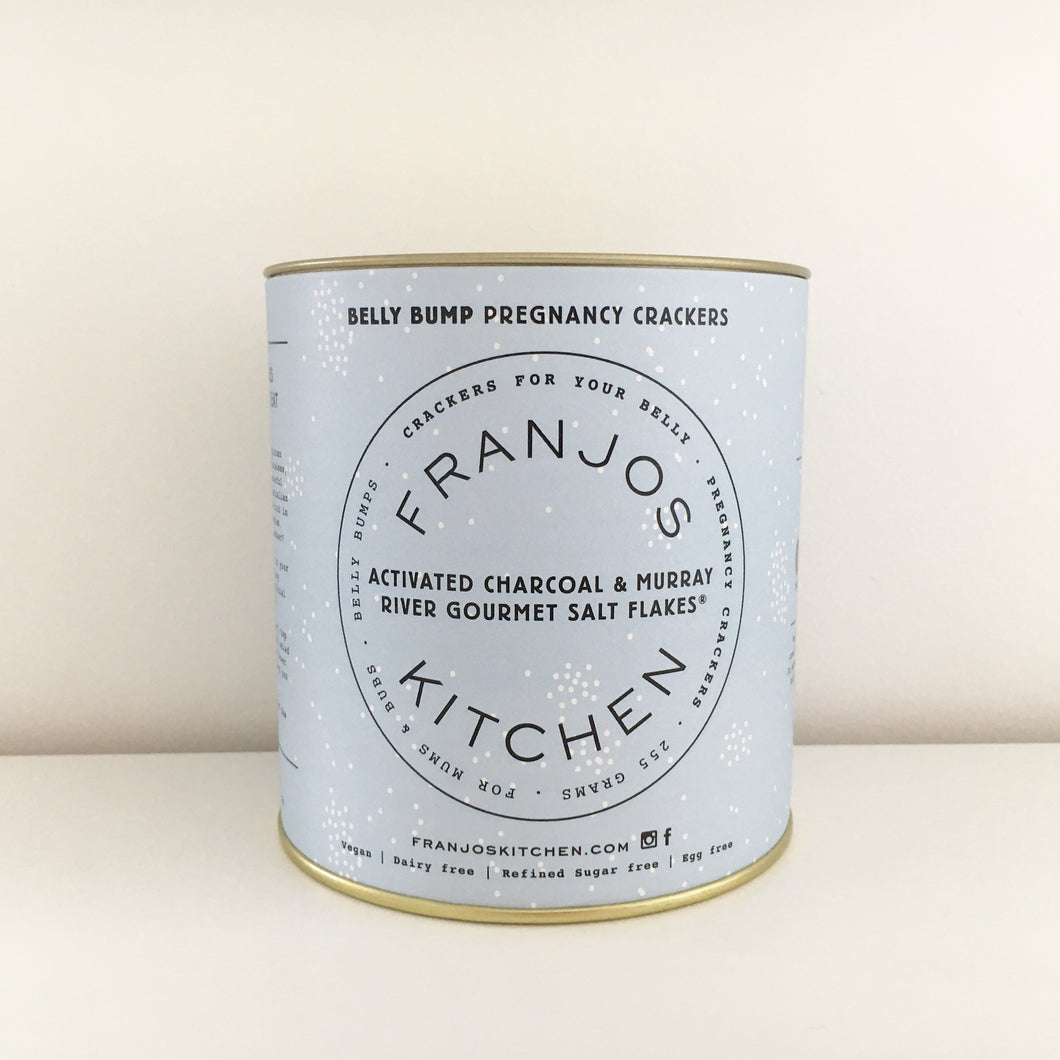 Franjos Kitchen Pregnancy Crackers - Activated Charcoal & Murray River Gourmet Salt Flakes