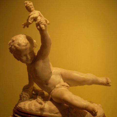 Marble Sculpture of a Baby and His Rattle by Jean-Baptiste Carpeaux (LEO Design)