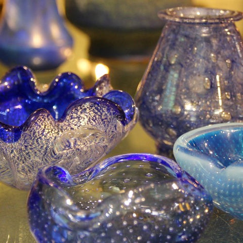 Collection of English and Italian Modernist Glass in Blue (LEO Design)