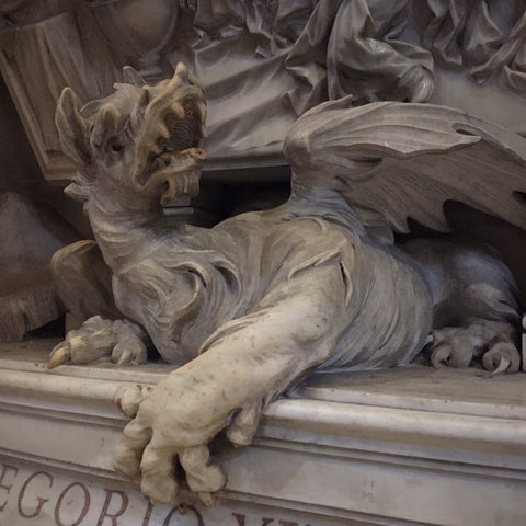 Carved Marble Dragon Detail from Monument of Pope Gregory XIII in Saint Peter's Basilica (LEO Design)