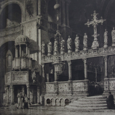 Etching of the Interior of the Basilica of San Marco, Venice, by Axel Herman Haig (LEO Design)