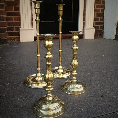 English Brass Candlesticks on London Stoop (LEO Design)