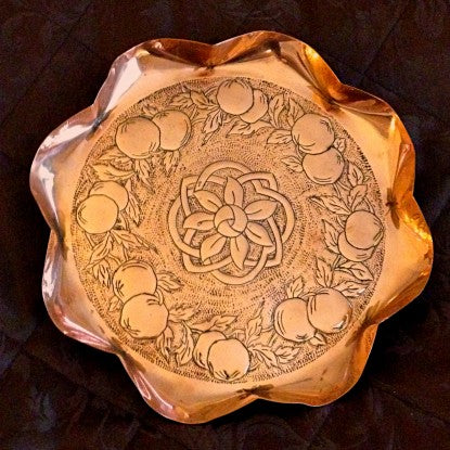 English Arts & Crafts Hand-Tooled Fruited Copper Tray (LEO Design)