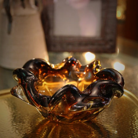 Murano Italian Amberglass Undulating Bowl (LEO Design)