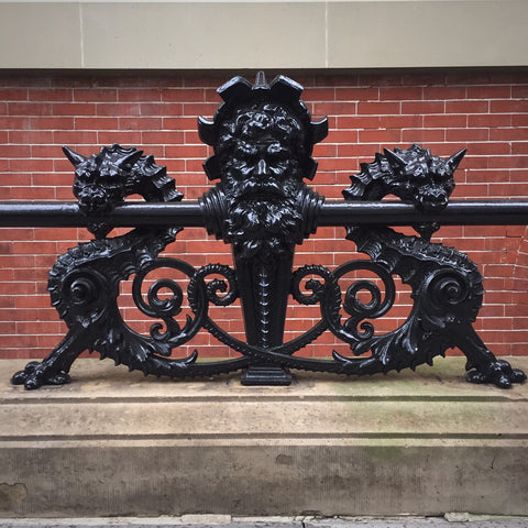Sculpted Cast Iron Railing Balusters on the Dakota Apartment Building on Central Park West, New York City (LEO Design)