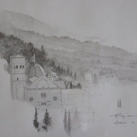 Sketch of Cattedrale di Assisi by Robert Perdziola (LEO Design)