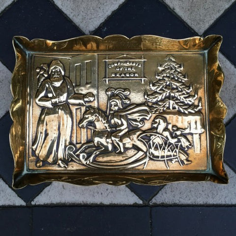 Edwardian English Brass "Father Christmas" Pin Tray (LEO Design)