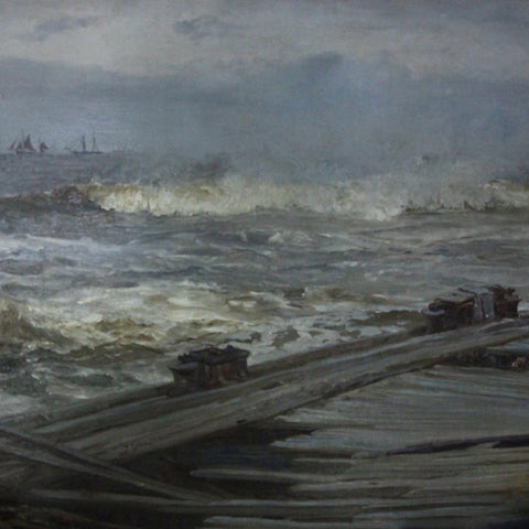 A Stormy Seascape Off Walberswick, England by Henry Moore RA RWS (LEO Design)