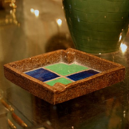 Italian Ceramic Ashtray with "Arlequino" Glazing