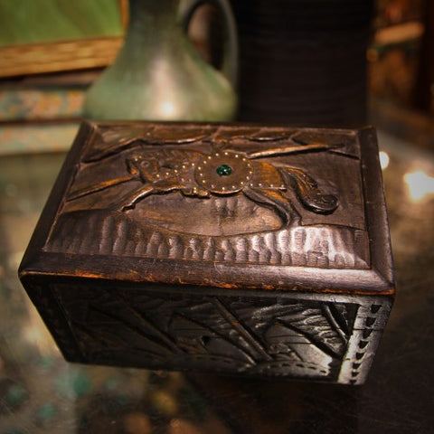 English Arts & Crafts Hand-Carved "Bayeux" Box (LEO Design)