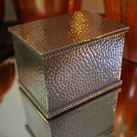 English Hammered Pewter Box with Hinged Cover (LEO Design)