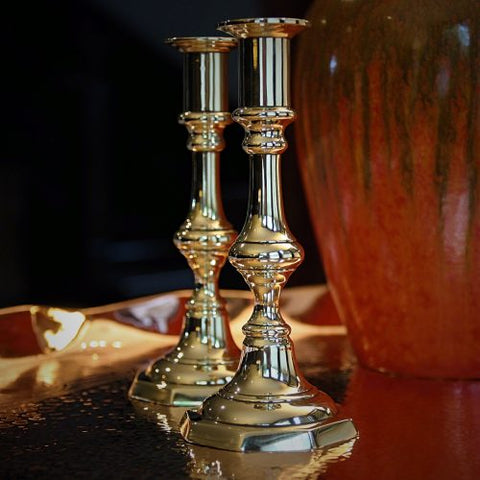 Victorian English Small Brass Candlesticks (LEO Design)