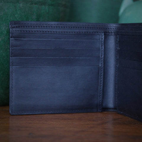 Classic Black Calfskin Billfold with Double Currency Pocket (LEO Design)