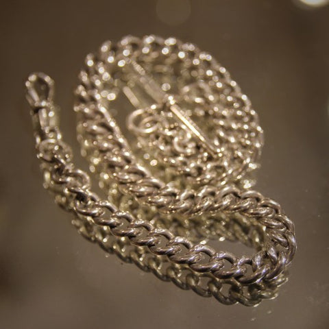 Victorian English Sterling Silver Watch Chain (LEO Design)